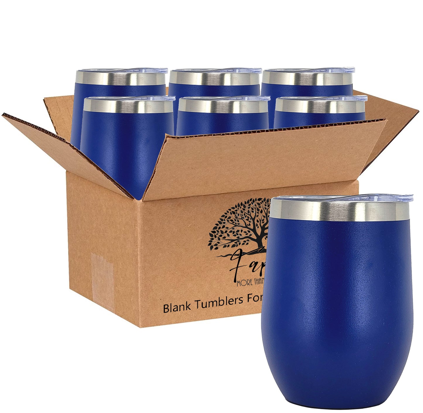In BULK - Stainless Steel 12 Oz Wine Tumbler With Slider Block Lid -Powder Coating- 304 Stainless Steel Double Wall Insulated (6 Pack)