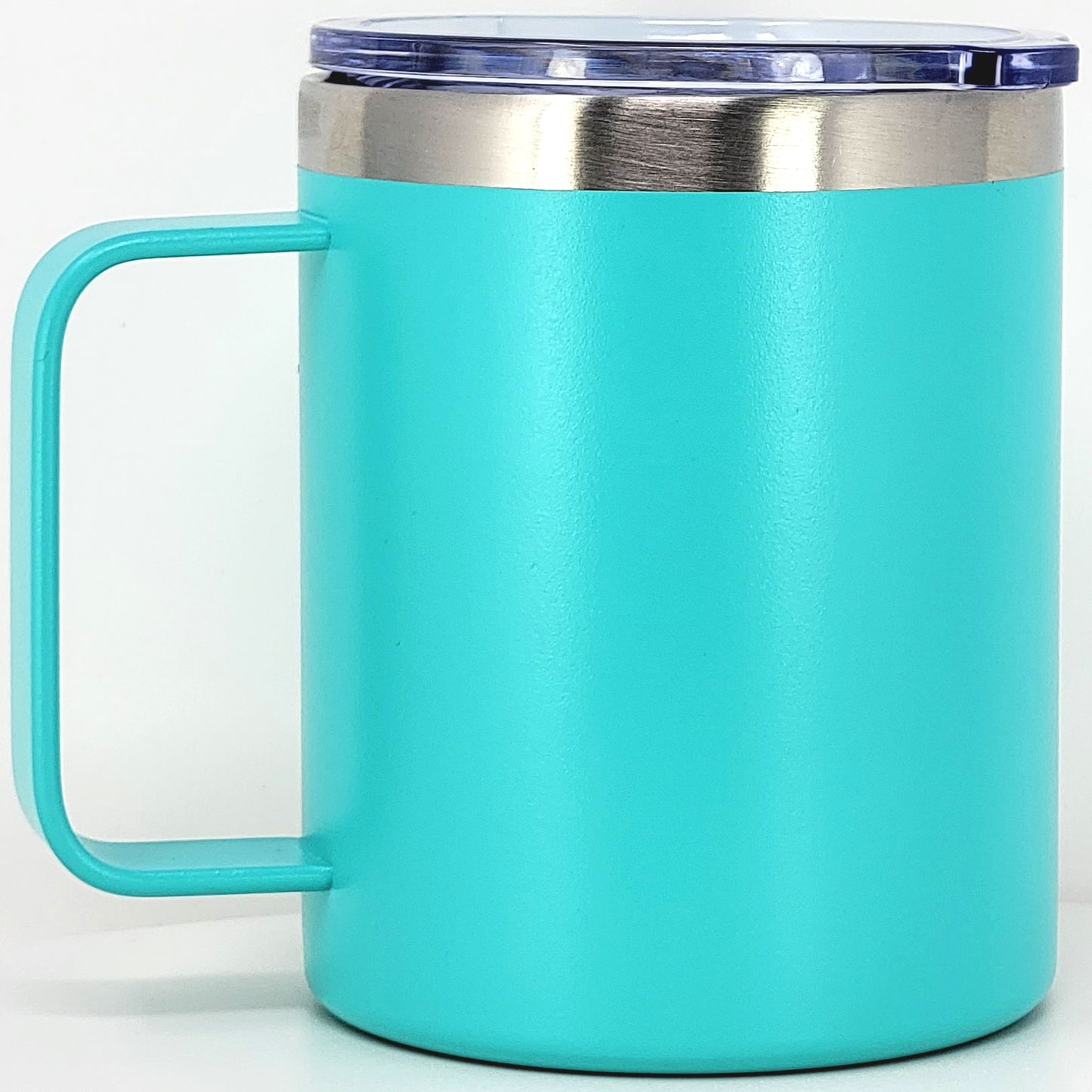 Stainless Steel 12 Oz Coffee Mug With Handle -Powder Coating 304 Stainless Steel- and Slider Block Lid Double Wall Insulated