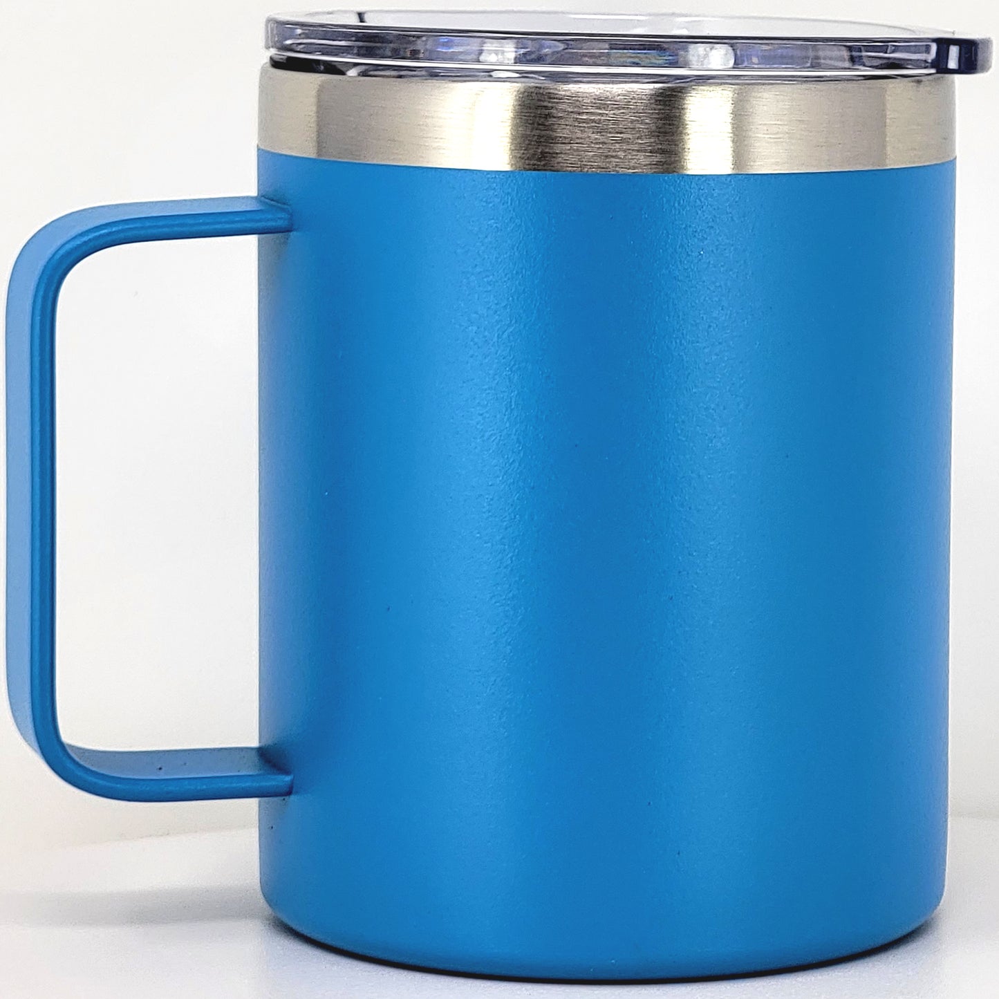 Stainless Steel 12 Oz Coffee Mug With Handle -Powder Coating 304 Stainless Steel- and Slider Block Lid Double Wall Insulated