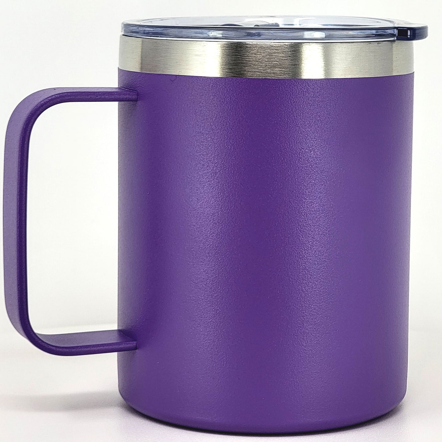 Stainless Steel 12 Oz Coffee Mug With Handle -Powder Coating 304 Stainless Steel- and Slider Block Lid Double Wall Insulated
