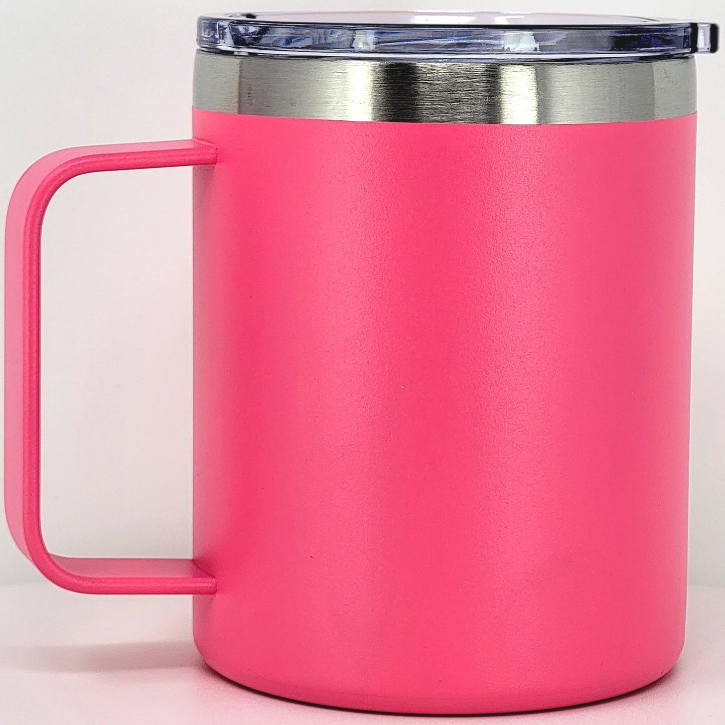 Stainless Steel 12 Oz Coffee Mug With Handle -Powder Coating 304 Stainless Steel- and Slider Block Lid Double Wall Insulated