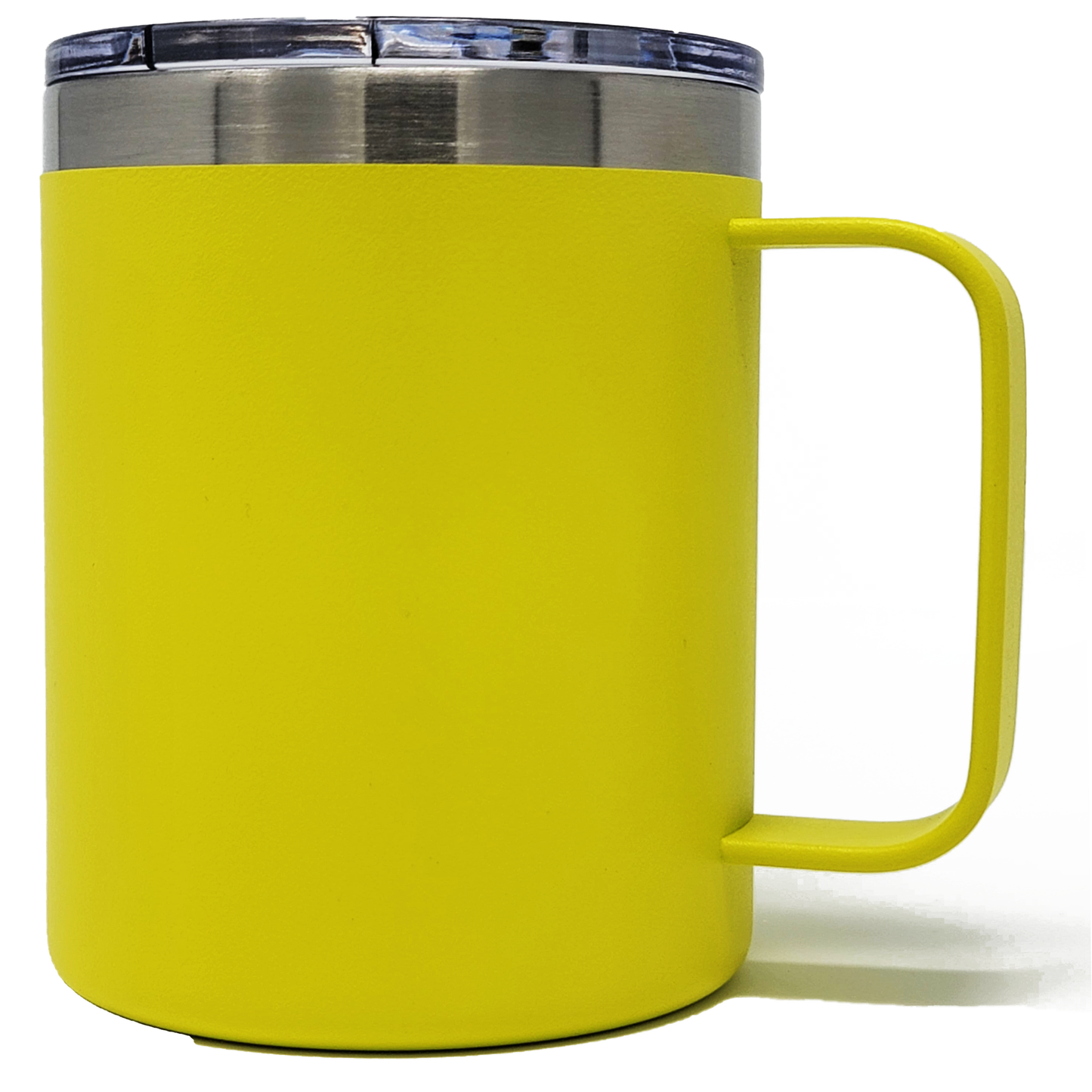 Stainless Steel 12 Oz Coffee Mug With Handle -Powder Coating 304 Stainless Steel- and Slider Block Lid Double Wall Insulated
