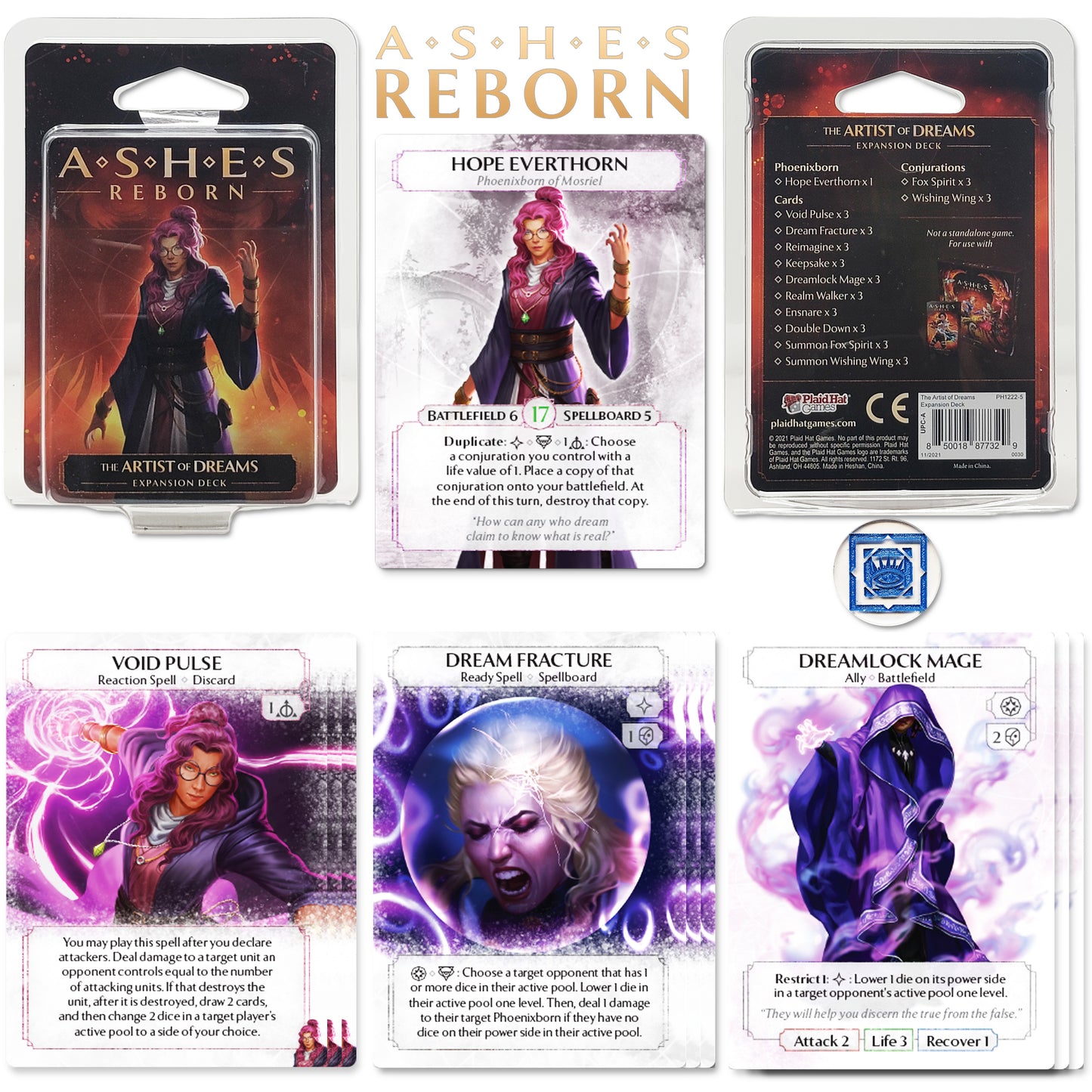 Ashes Reborn The Breaker of Fate Deluxe and Expansions: Artist Dreams, Messenger Peace, Queen Lightning & Gorrenrock COMPATIBLES with Ashes Reborn Bundle with Random Color Drawstring Bag plus token