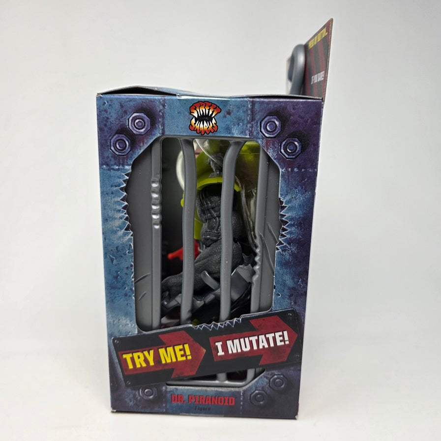 Mattel Street Sharks Action Figure with Spring-Fired Speargun Accessory, Dr Piranoid Collectible Toy Inspired by 90s TV Villain, 6-Inch