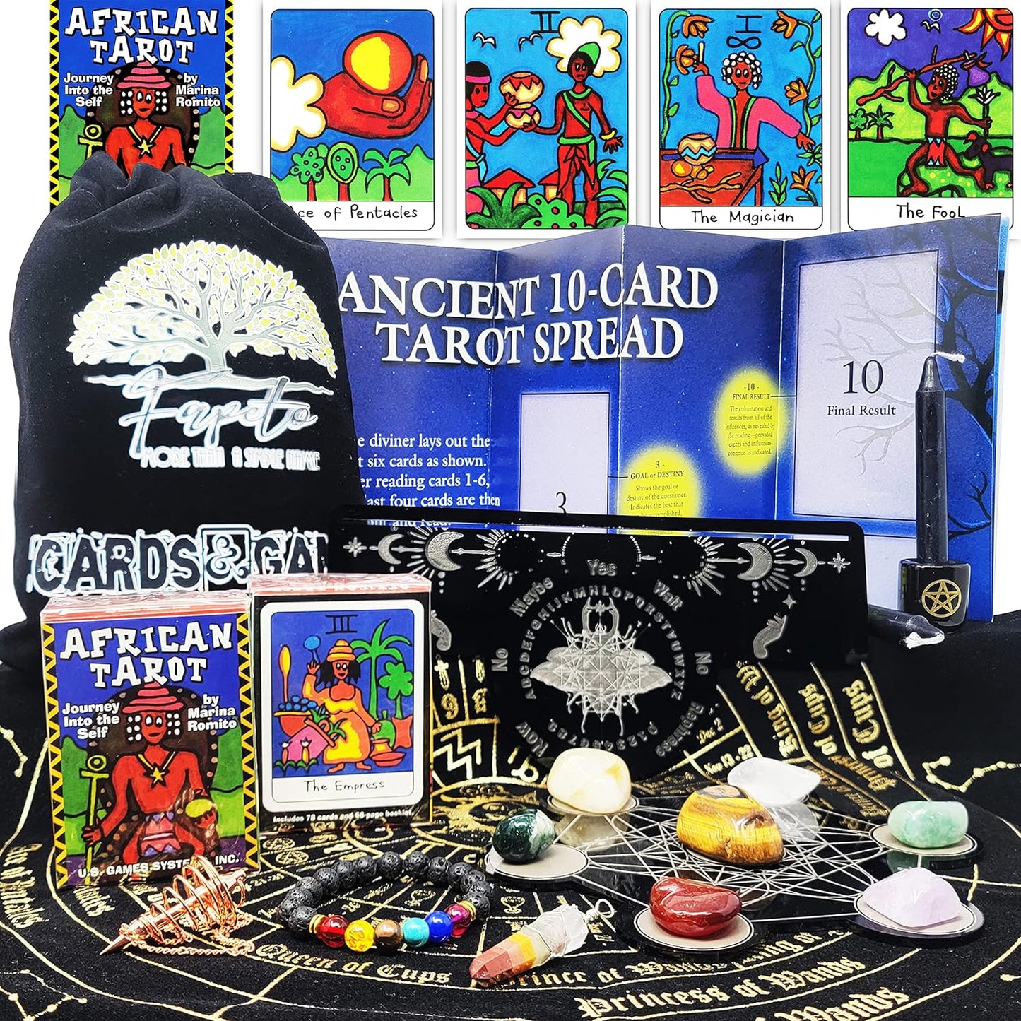Bundles of Tarot Cards Decks for Fortune Telling & Chakras (African Tarot Pocket Version)
