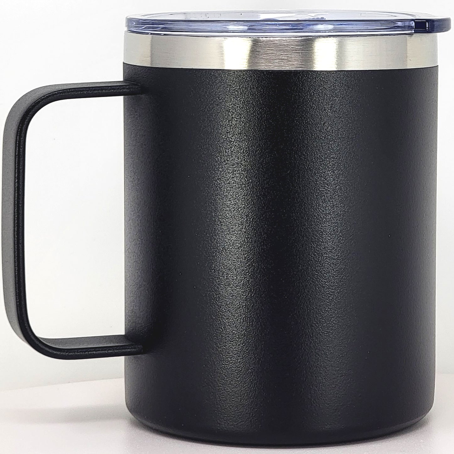 Stainless Steel 12 Oz Coffee Mug With Handle -Powder Coating 304 Stainless Steel-  and Slider Block Lid Double Wall Insulated