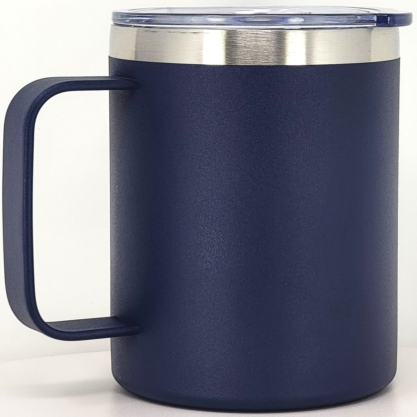 Stainless Steel 12 Oz Coffee Mug With Handle -Powder Coating 304 Stainless Steel-  and Slider Block Lid Double Wall Insulated