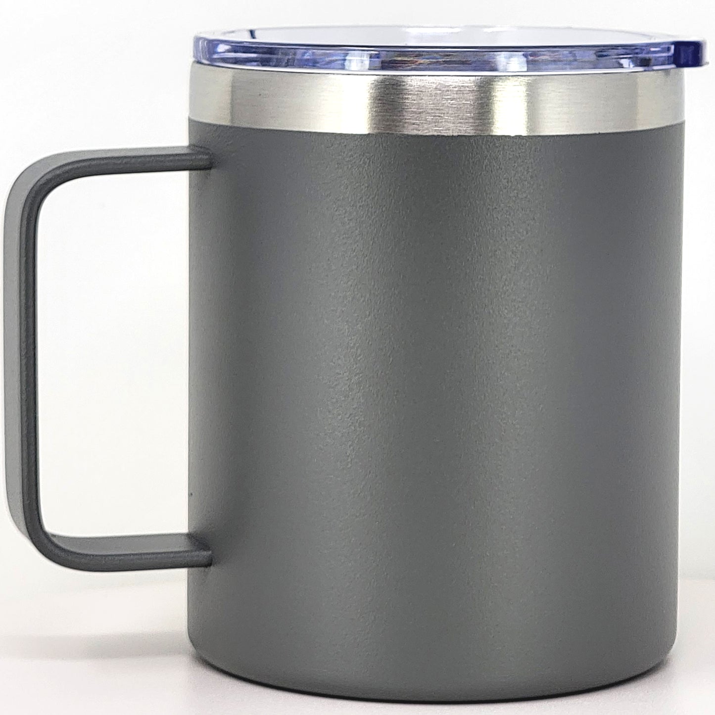 Stainless Steel 12 Oz Coffee Mug With Handle -Powder Coating 304 Stainless Steel-  and Slider Block Lid Double Wall Insulated