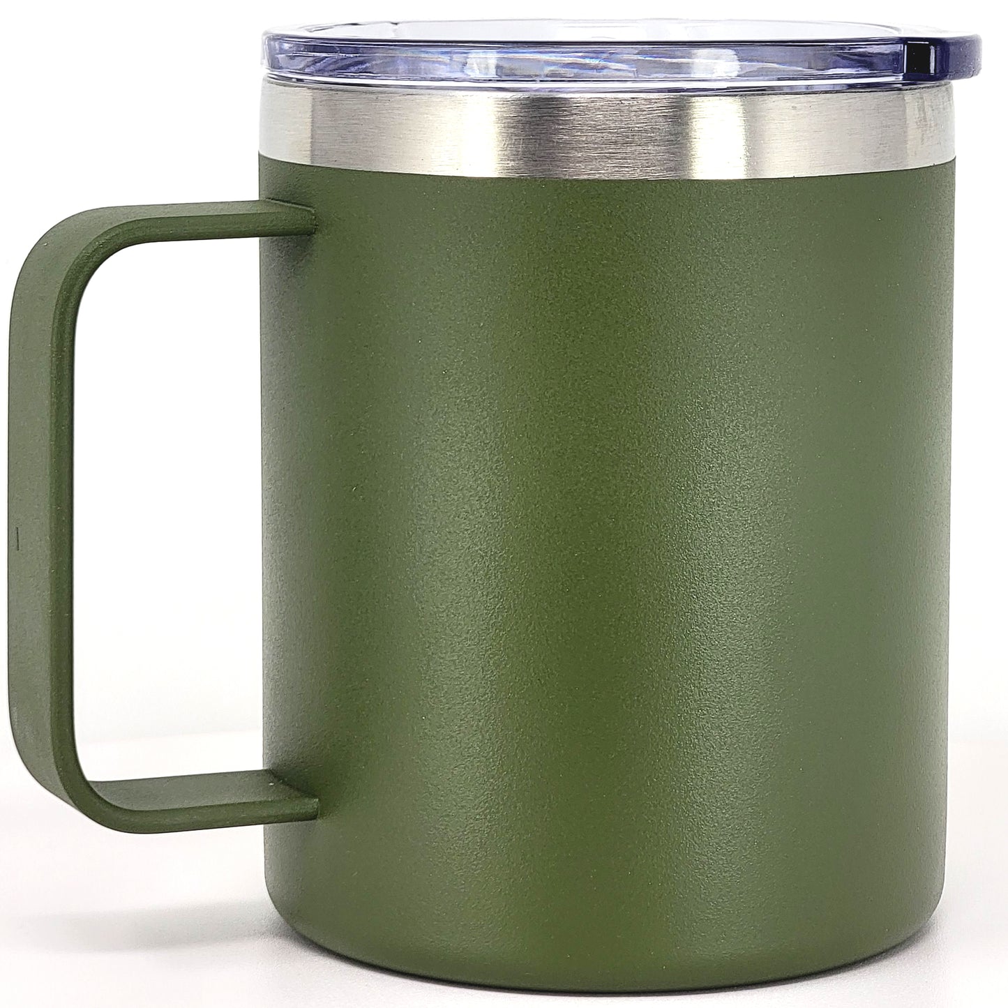 Stainless Steel 12 Oz Coffee Mug With Handle -Powder Coating 304 Stainless Steel-  and Slider Block Lid Double Wall Insulated