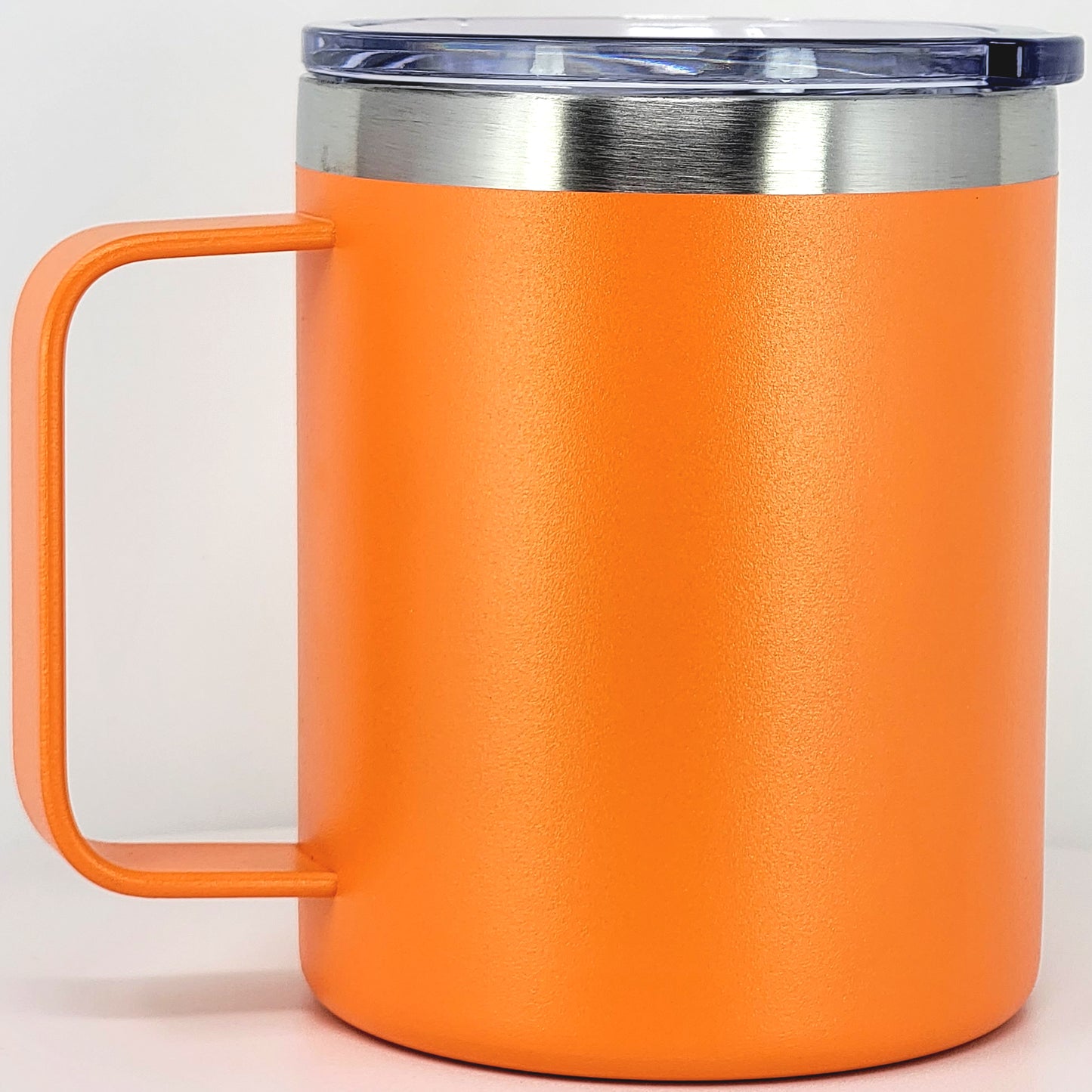 Stainless Steel 12 Oz Coffee Mug With Handle -Powder Coating 304 Stainless Steel-  and Slider Block Lid Double Wall Insulated