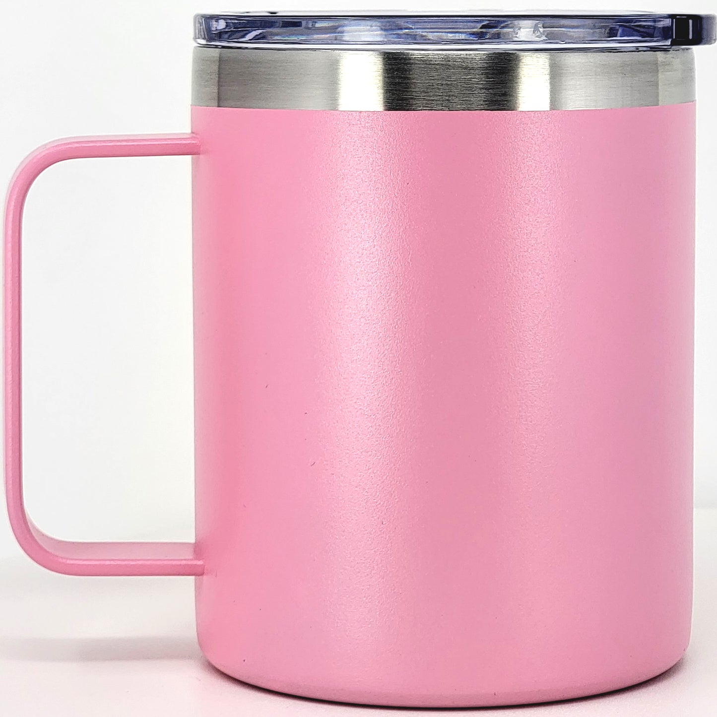 Stainless Steel 12 Oz Coffee Mug With Handle -Powder Coating 304 Stainless Steel-  and Slider Block Lid Double Wall Insulated
