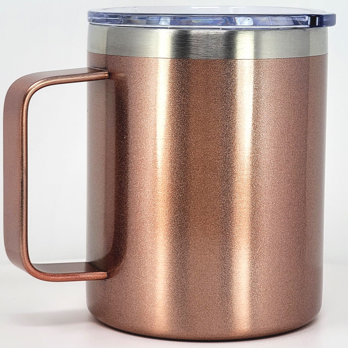 Stainless Steel 12 Oz Coffee Mug With Handle -Powder Coating 304 Stainless Steel-  and Slider Block Lid Double Wall Insulated