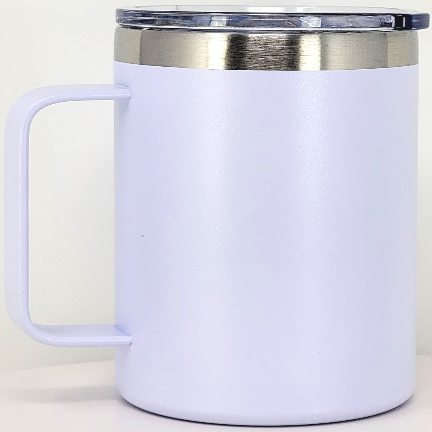 Stainless Steel 12 Oz Coffee Mug With Handle -Powder Coating 304 Stainless Steel-  and Slider Block Lid Double Wall Insulated