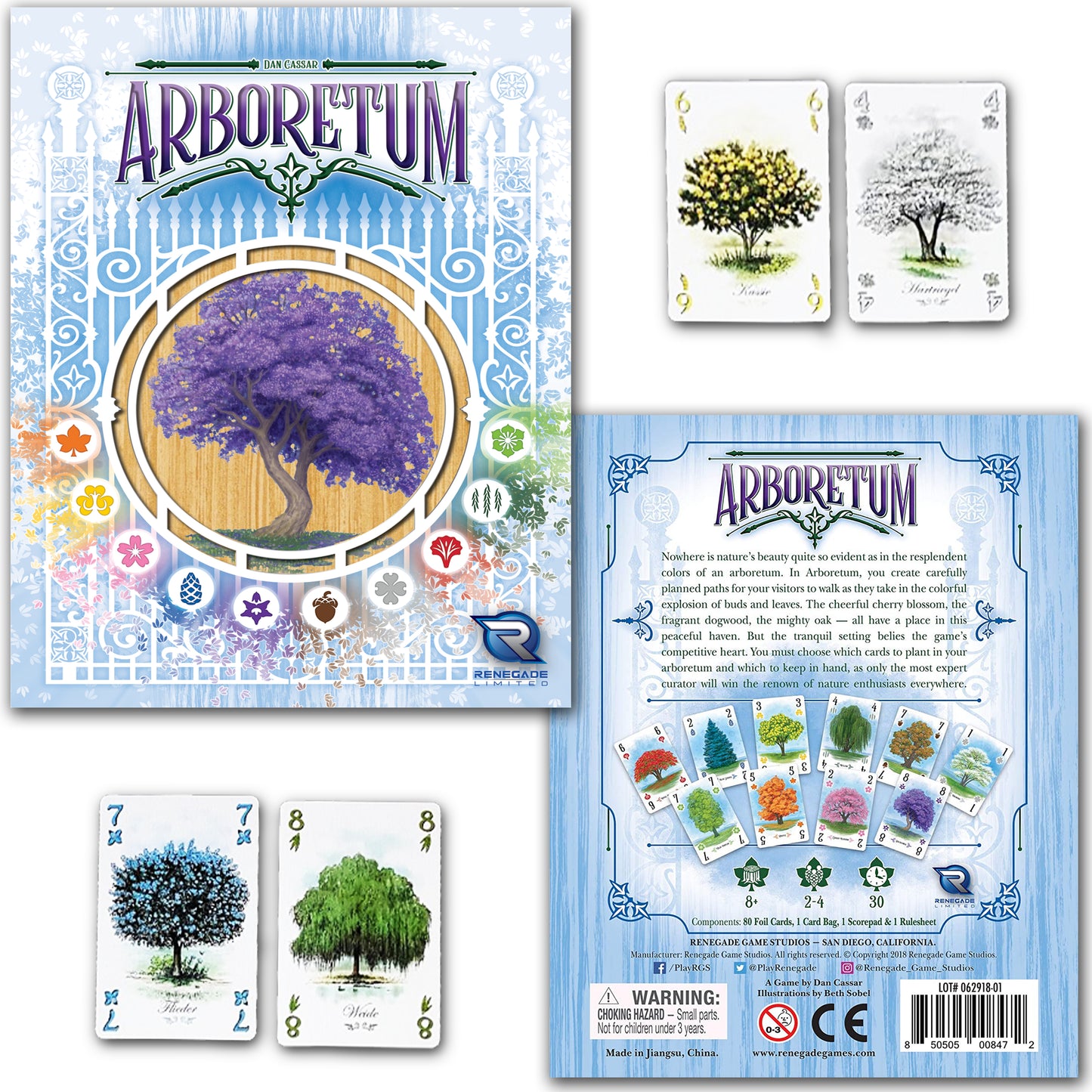 Arboretum - Botanic Garden of Trees Card Game - Full Strategy - Bundle With Random Color Drawstring Bag