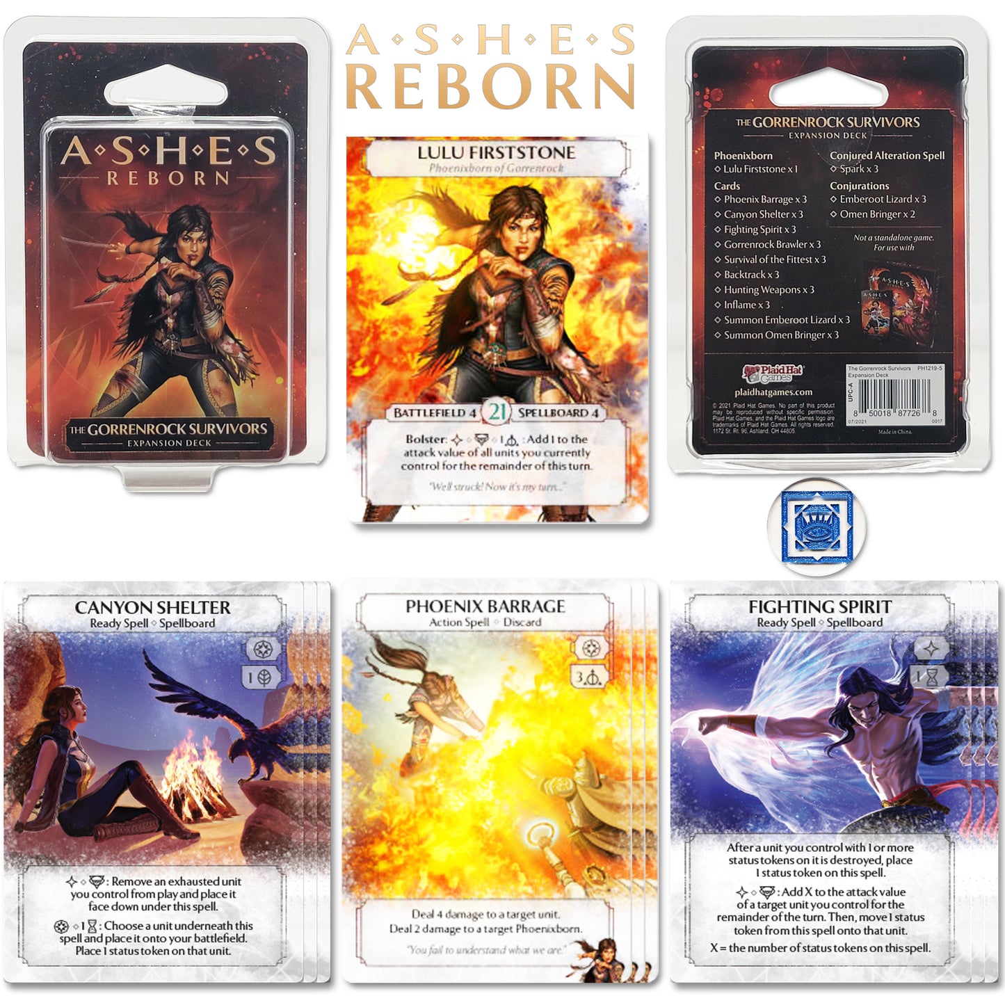 Ashes Reborn The Breaker of Fate Deluxe and Expansions: Artist Dreams,  Messenger Peace,  Queen Lightning & Gorrenrock COMPATIBLES with Ashes Reborn Bundle with Random Color Drawstring Bag plus token