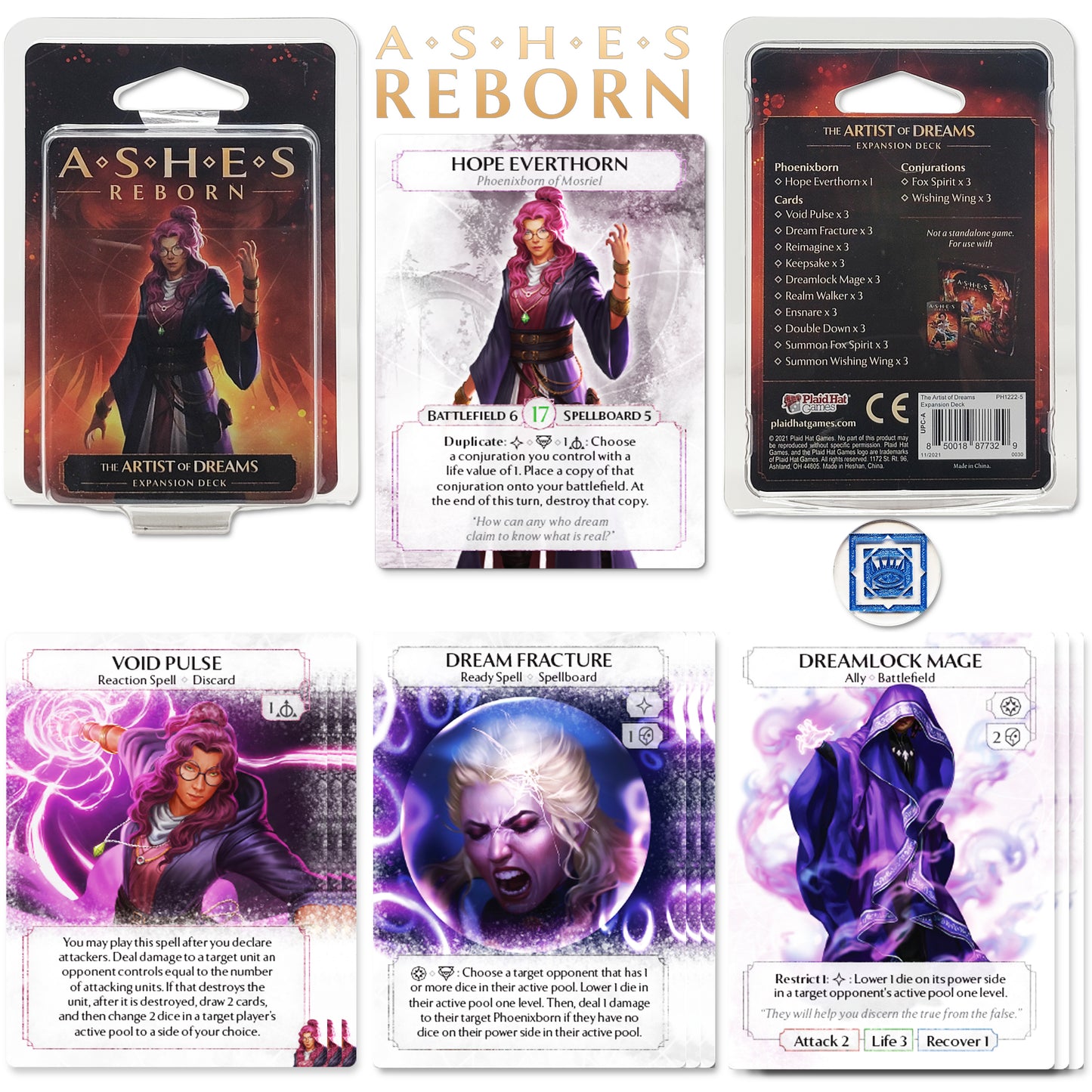 Ashes Reborn The Breaker of Fate Deluxe and Expansions: Artist Dreams,  Messenger Peace,  Queen Lightning & Gorrenrock COMPATIBLES with Ashes Reborn Bundle with Random Color Drawstring Bag plus token