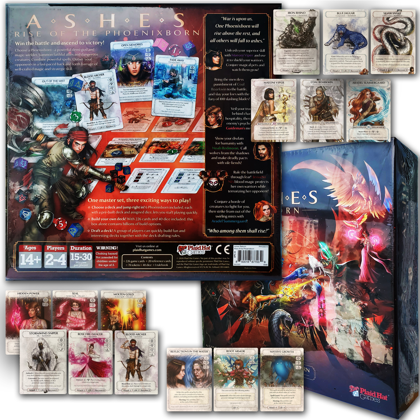 Ashes Reborn Rise Of The Phoenixborn Core Game Bundle With  The Children Blackcloud, The Protector of Argaia,  The Artist of Dreams,  The Roaring Rose  and Fapeto Drawstring Random Color Bag