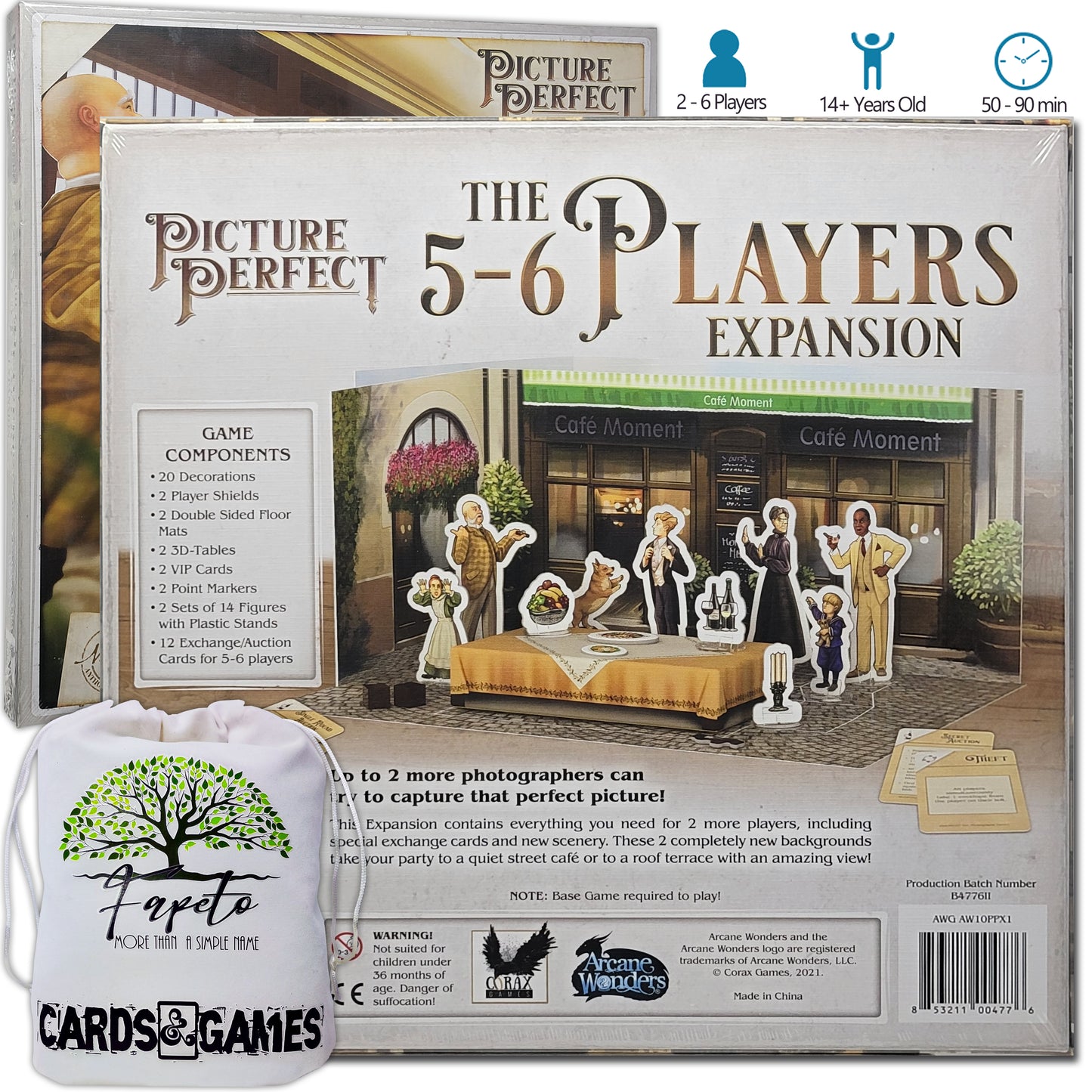 Big Set of Picture Perfect Board Game and The Expansions: 5 - 6 Players, Movie Star, The Pickpocket and The Sherlock Bundle With Random Color Drawstring Bag