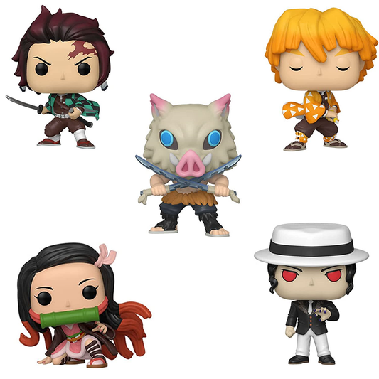 Demon Slayer Set of 5 - Tanjiro Kamado, Inosuke Hashibira, Zenitsu Agatsuma, Nezuko Kamado and Muzan Kibutsuji